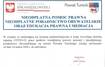 Nieodplatna pomoc prawna - zawieszenie