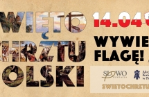 zolte tablica z napisem swieto chrztu polski 14.04 wywies flage