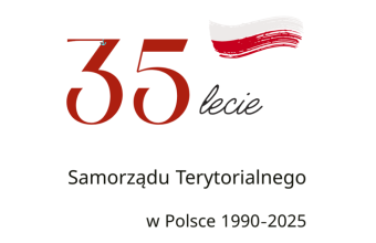 napis na bialym tlem 35 lecie samorzadu terytorialnego w polsce