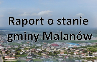 malanow z ujecia drona na niebieskim tle raport o stanie gminy malanow