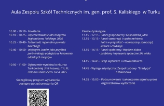 niebieska plansza z bialymi napisami