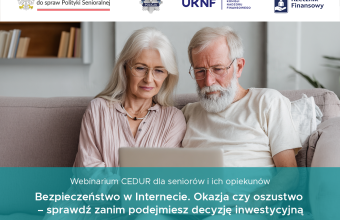 Urzad KNF - Grafika webinarium CEDUR dla seniorow i ich opiekunow - 13 pazdziernika 2026 roku